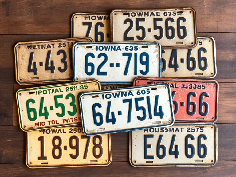 Lot of Vintage License Plates, Iowa 1930-60